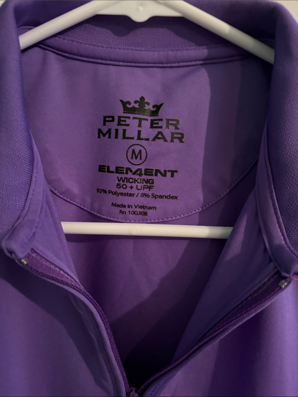 Peter Millar Purple Element Wicking Zip-Front Top